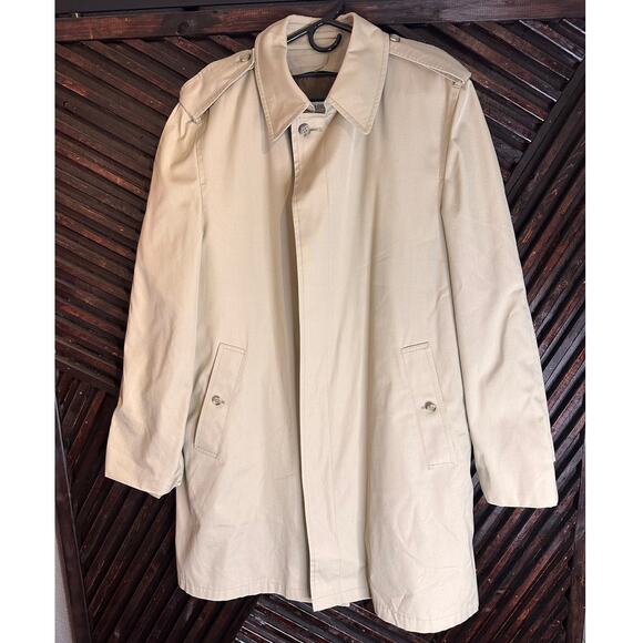 London Fog Trench Coat 44 Long Double Breasted Liner Heavy Warm Lined Vintage - Picture 3 of 7